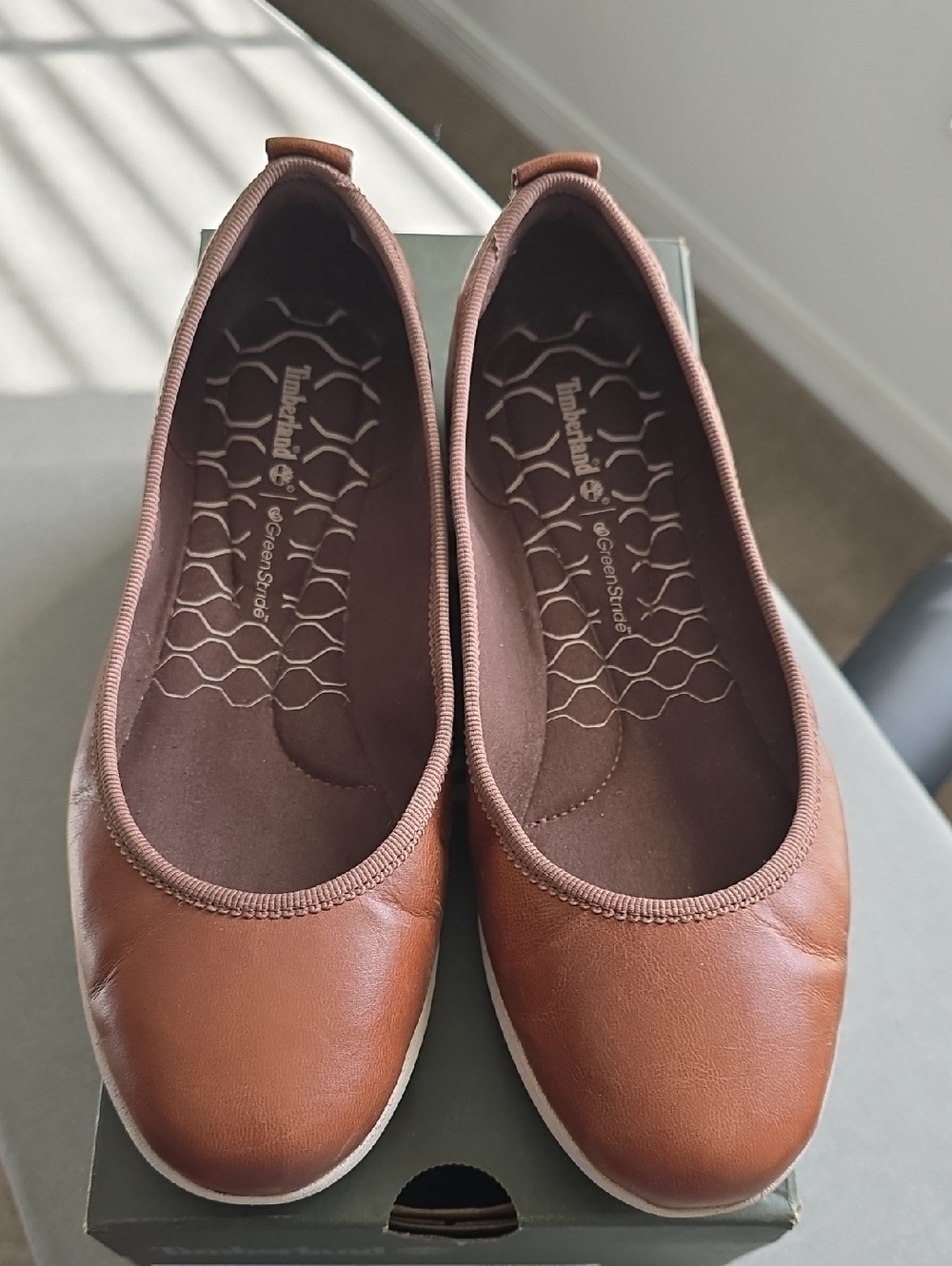 Timberland Women's Chestnut Leather Slip-On Ballet Flats